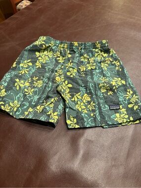 Patagonia Men’s Dark Green Shorts with Yellow Floral Print